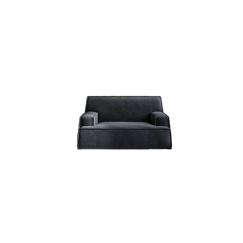 Living Room Square Arm Standard Sofa Dark Gray Cushion Back Couch