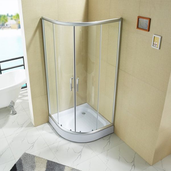 Double Sliding Shower Kit Rounded Shower Kit with Fixed Panel