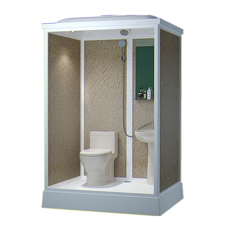 Contemporary Shower Stall Frosted Rectangle Framed Shower Stall with Ceiling