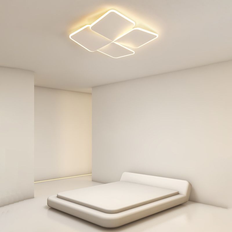 Geometric LED Flush Lighting Modern Flush Mount Lighting in White Finish