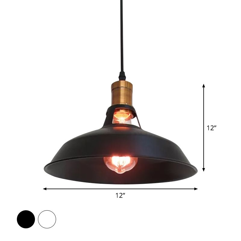 Scheunen Schatten Wohnzimmer Anhänger Leichtes Bauernhaus Eisen 1-Licht Schwarz/Weiß-Hanglampe mit belüfteter Steckdose