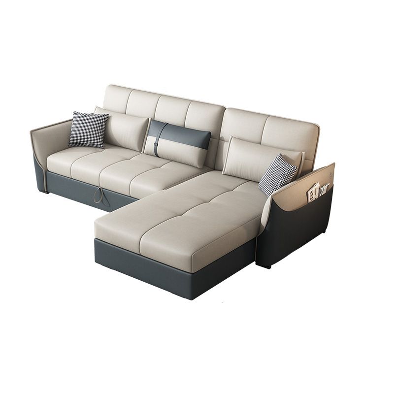 Manual Reclining Cushion Back Sectional Sofa 35.43"High Fabric Sofa Bed with Storage