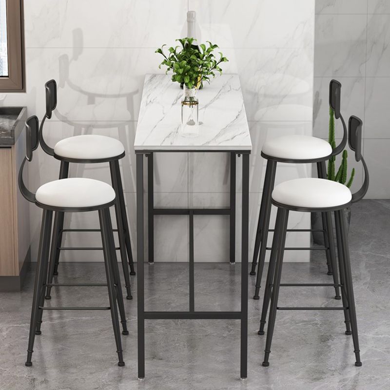 Modern Stone Bistro Accent Dining Table Trestle Footrest Indoor Patio Bar Table