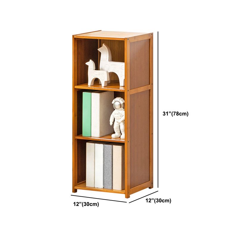 Contemporary Bamboo Book Shelf Closed Back Brown Shelf Bookcase for Home