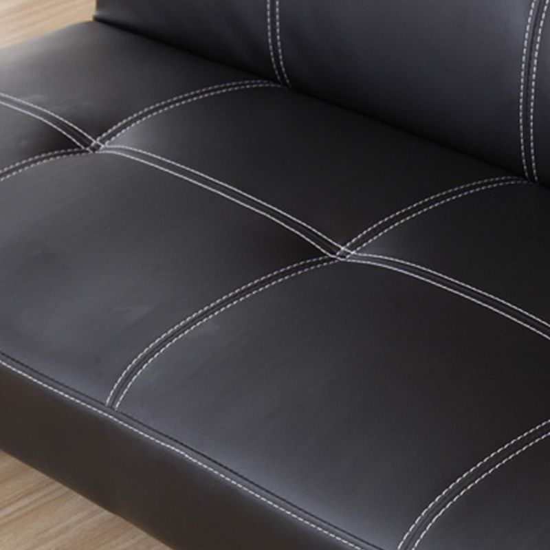 Biscuit Back Faux Leather Pillow Top Arm Loveseat with Foldable for Living Room