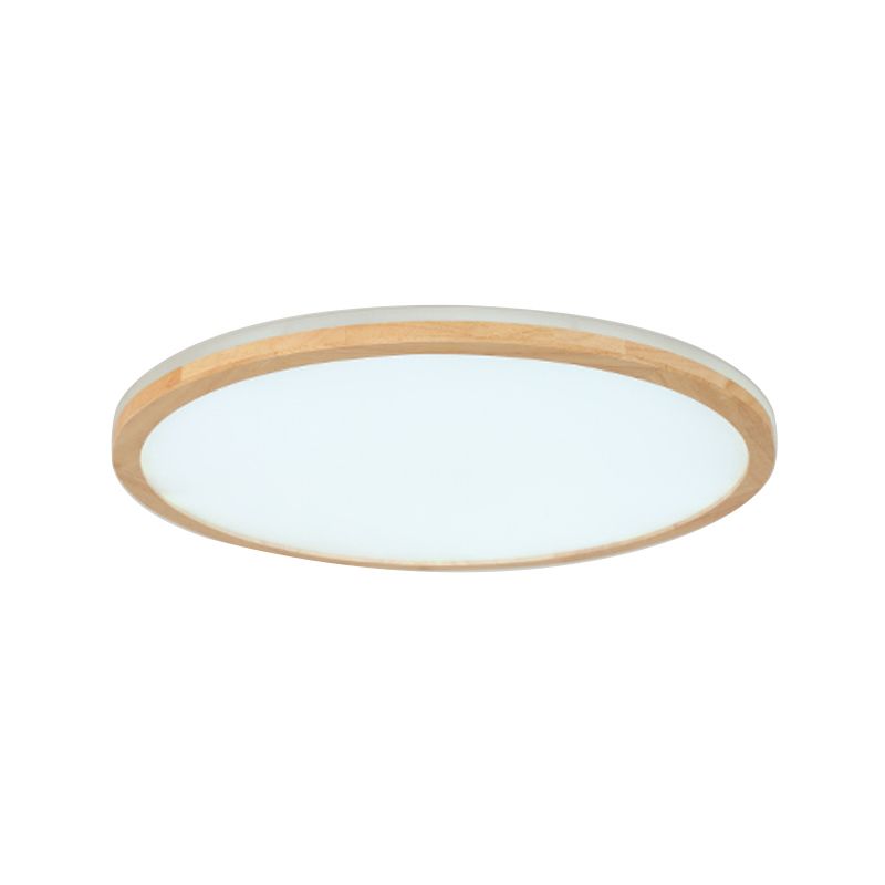 LED Modern Wood Flush Mount Circular Shape Ceiling Light with Acrylic Shade for Bedroom