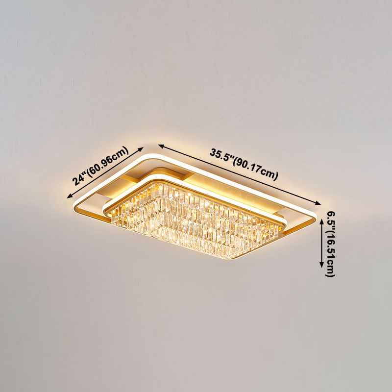 Modern Simple Geometry Shape Ceiling Lamp Iron Crystal LED Flush Mount for Living Room