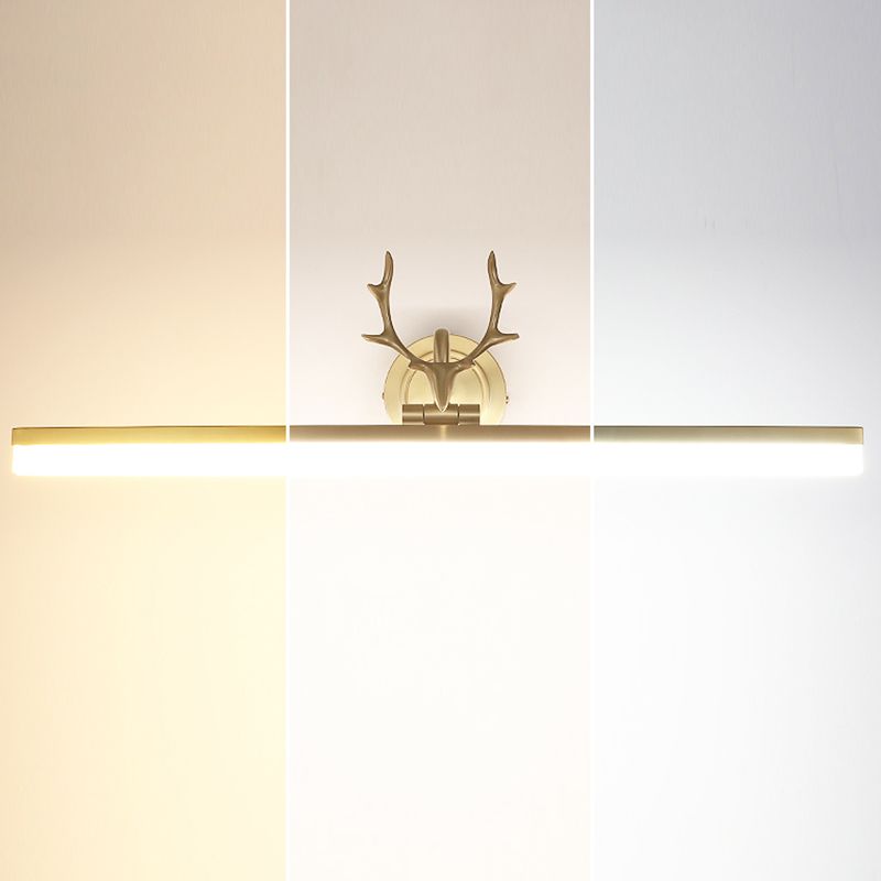 Lineaire moderne stijl ijdelheid licht metaal 1 licht led spiegel licht voor badkamer in goud