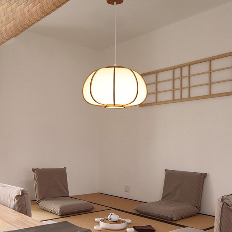 Handwoven Pendant Light Contemporary Bamboo Single-Bulb Wood Suspension Light Fixture