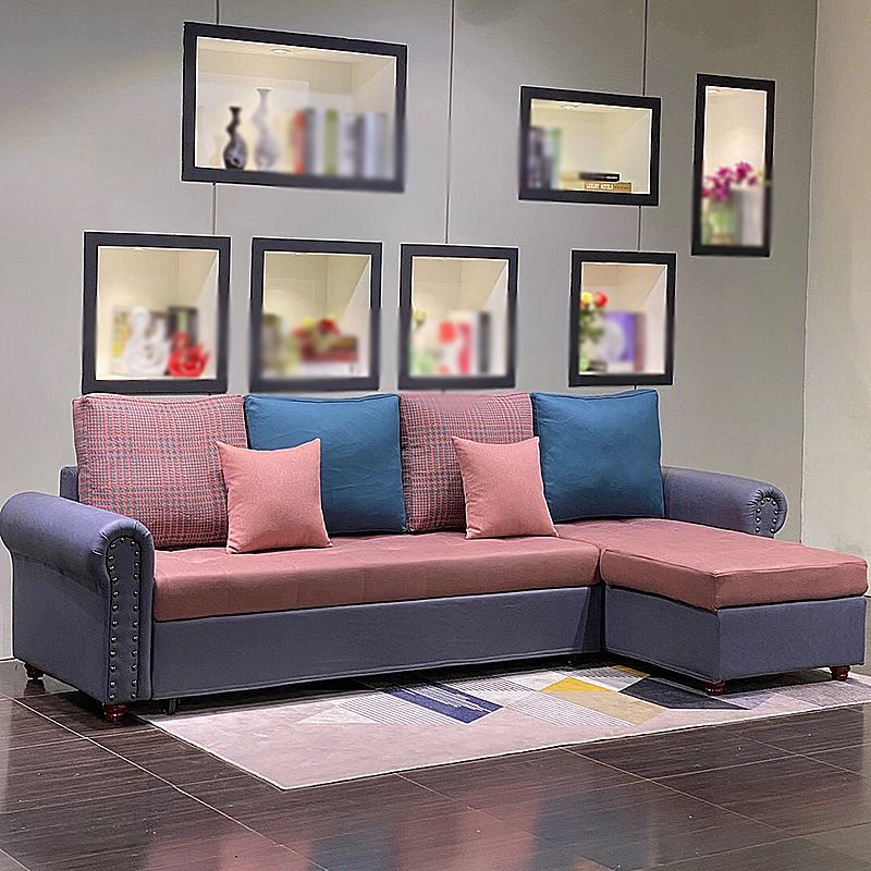 Rolled Arm Sectionals 116.14"L x 59.06"W x 38.58"H Cushion Back Sofa Bed with Storage
