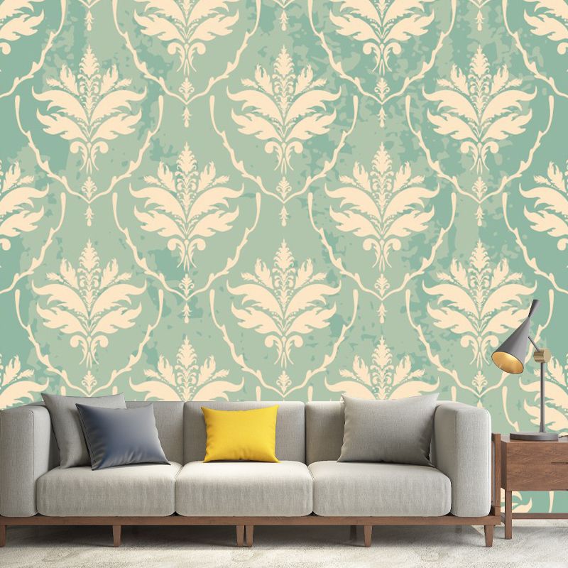 Large Boho-Chic Wallpaper Murals Yellow and Green Flower-Like Wall Decor, Made to Measure