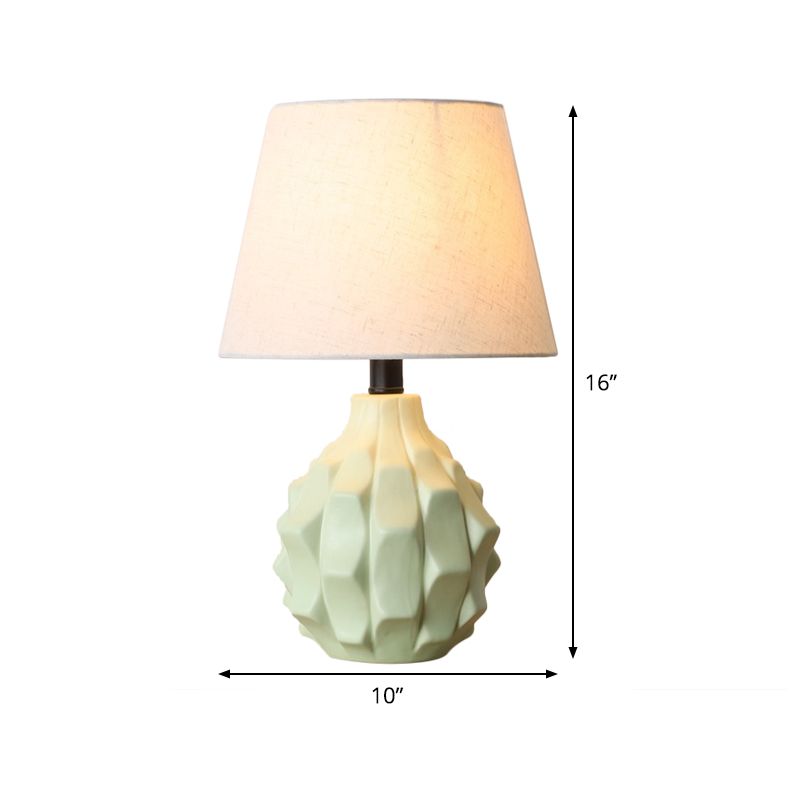 Wide Flare Nightstand Lamp Contemporary Fabric 1 Bulb Reading Book Light in Blue