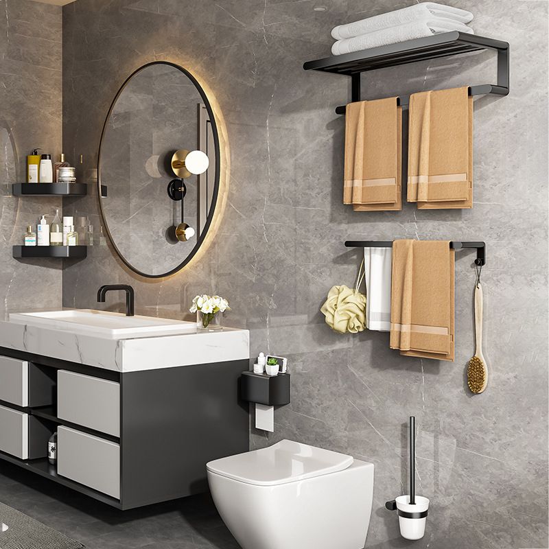 Modern Bathroom Set with Bath Shelf/Towel Bar & Paper Holder Black Bathroom Hardware