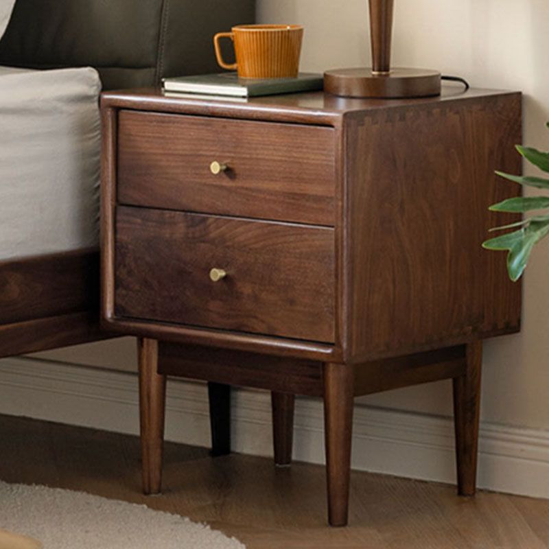 Mid Century Modern Wooden Bedside Cabinet with 4 Legs for Bedroom