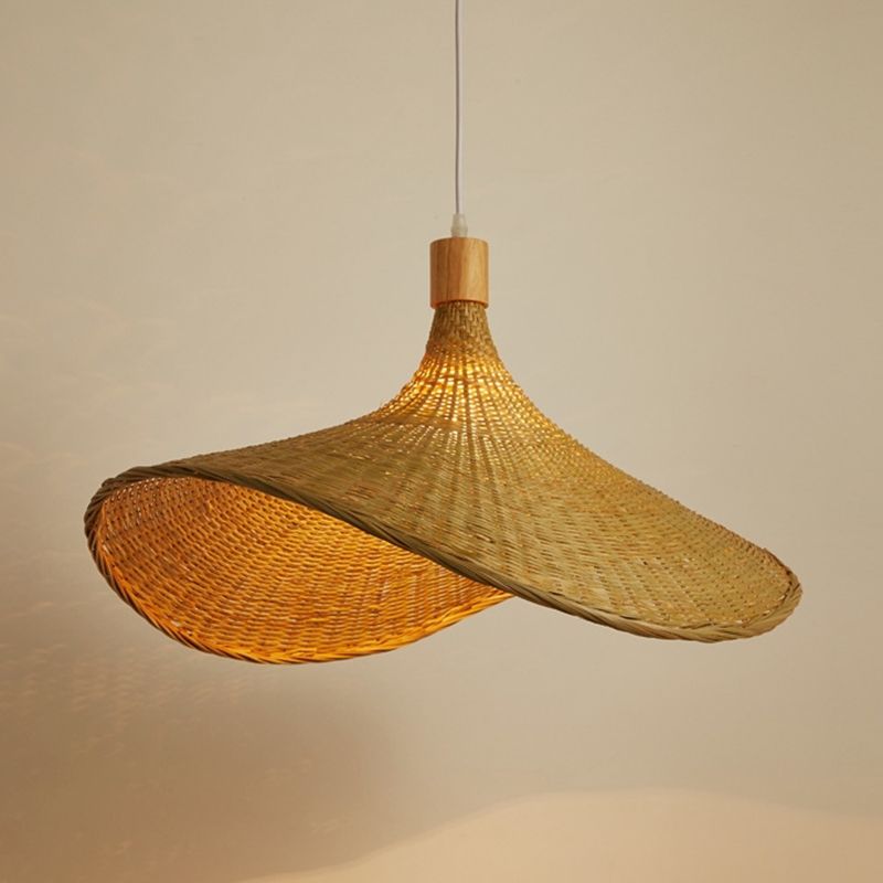 Chapeau de paille moderne suspendu luminaires rattan 1 lumière légère pendante