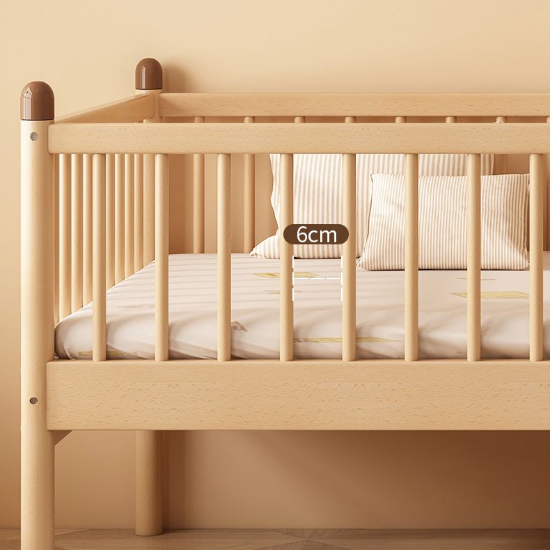 Standard Size Baby Crib Light Wood 2-in-1 Convertible Crib with Guardrail