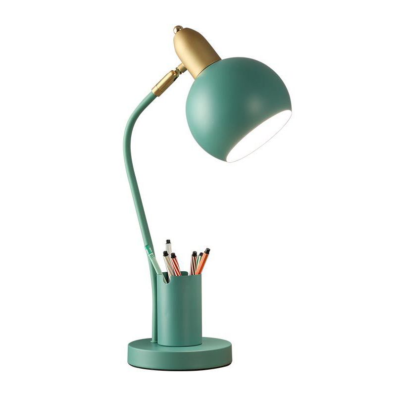 4 Color Optional Macaroon Style Desk Lamp Metal Dome Shade Studying Room Lighting Fixture with Pen Holder Design