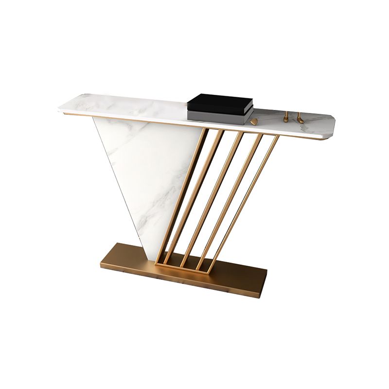 Glam Slate Rectangle Console Table Stain Resistant Console with Golden Base