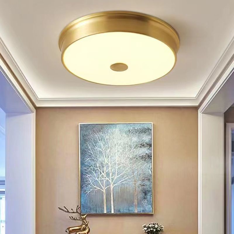 Gold Ceiling Light Modern Ceiling Mount Light with Glass Shade for Bedroom