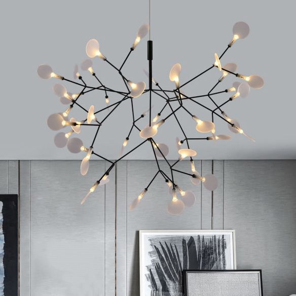 Black/Rose Gold Branching Ceiling Fixture Contemporary Style 30/45 Lights Acrylic Chandelier Light Fixture