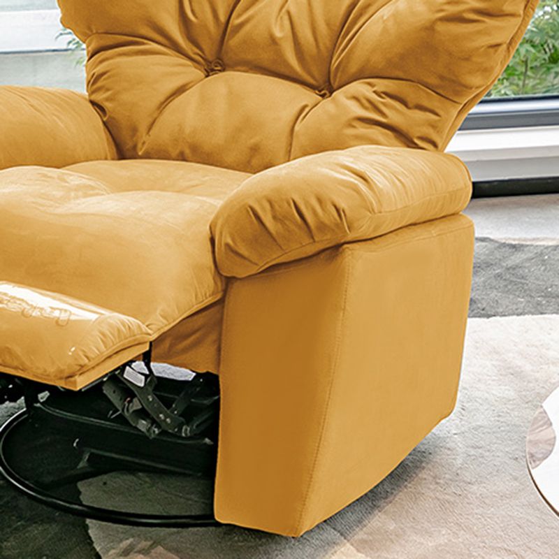 Metal Frame Standard Recliner with Tufted Back Solid Color Microsuede Recliner Chair