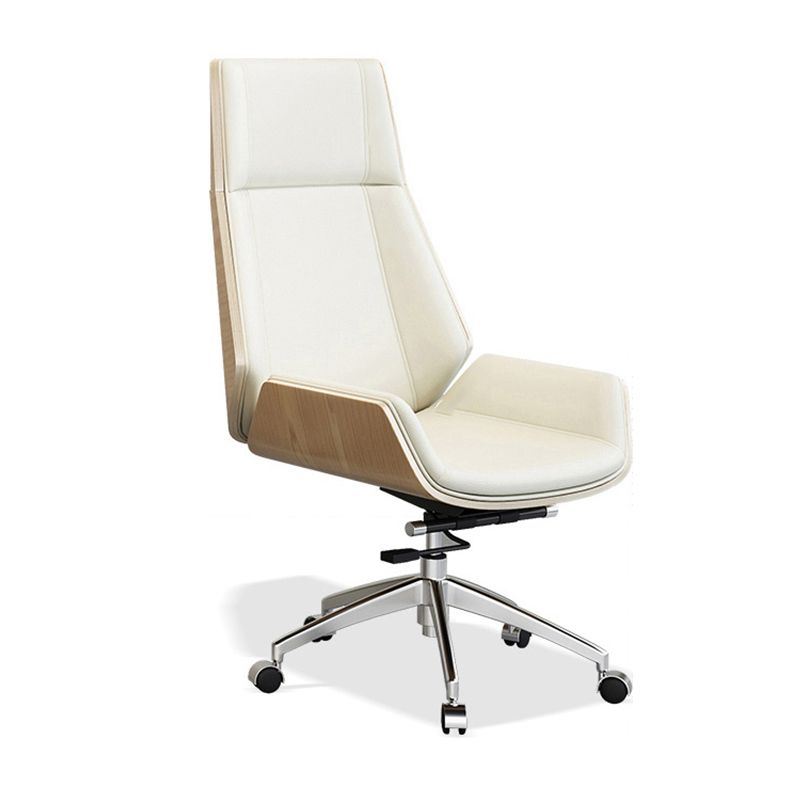 Medium/High Back Office Chair Leather Sponge Seat Metal Leg Adjustable Office Chair