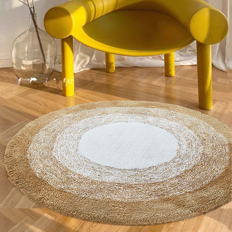 Round Ombre Pattern Carpet Polyester Modern Rug Stain Resistant Shag Indoor Rug for Living Room