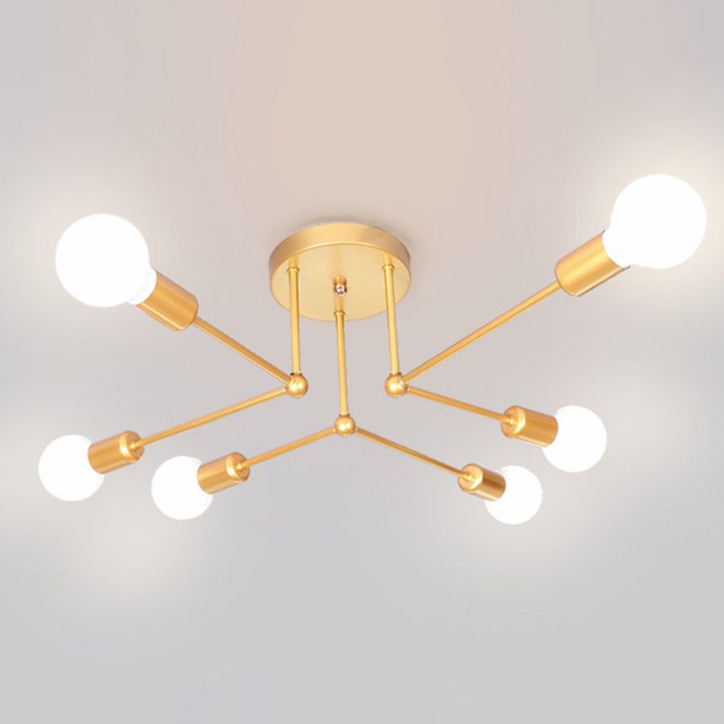 Modern Metal Ceiling Lighting Retro Sputnik Design Semi Flush Mount Lighting for Living Room