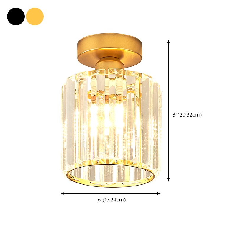 Single Golden/Black Flush Mount Lighting Crystal Shaded Ceiling Light for Bedroom