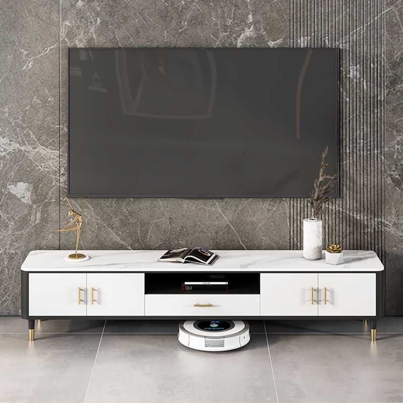 Glam Style TV Stand Open Storage TV Stand Console with 4-Door