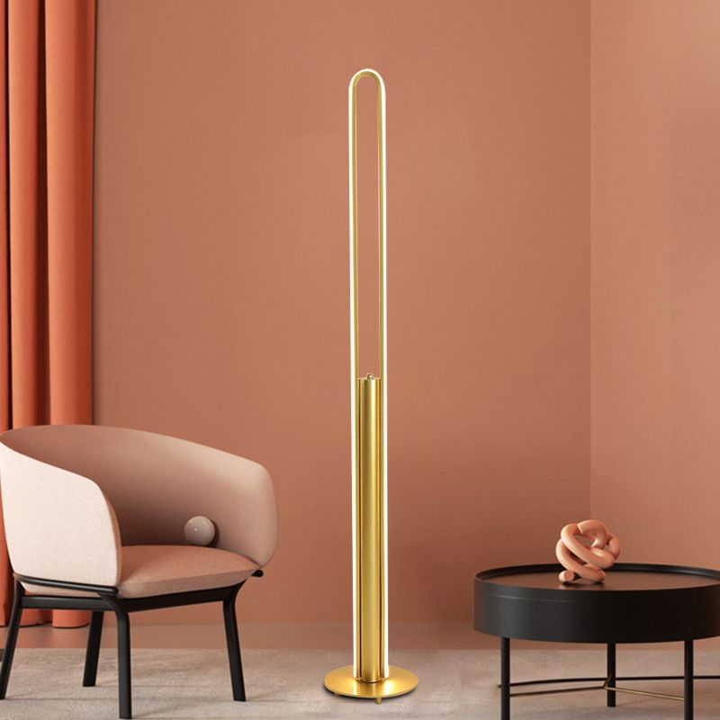 Acrylic Tubular Reading Floor Lighting Minimalist Black/White/Gold LED Standing Lamp in Warm/White Light