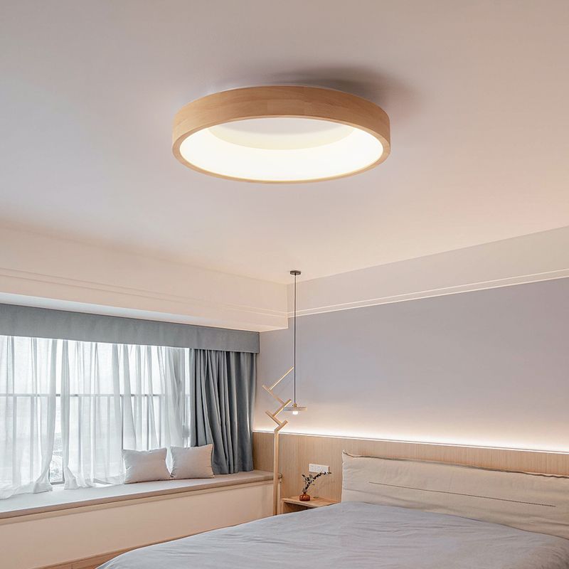 Japanese Style LED Wooden Ceiling Light Circle Shape Ceiling Lamp for Bedroom