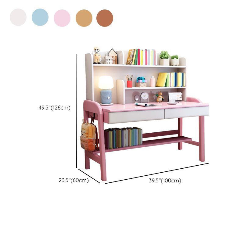 Adjustable Kids Desk with with Storage Shelves Wood 23.6"W Child Desk