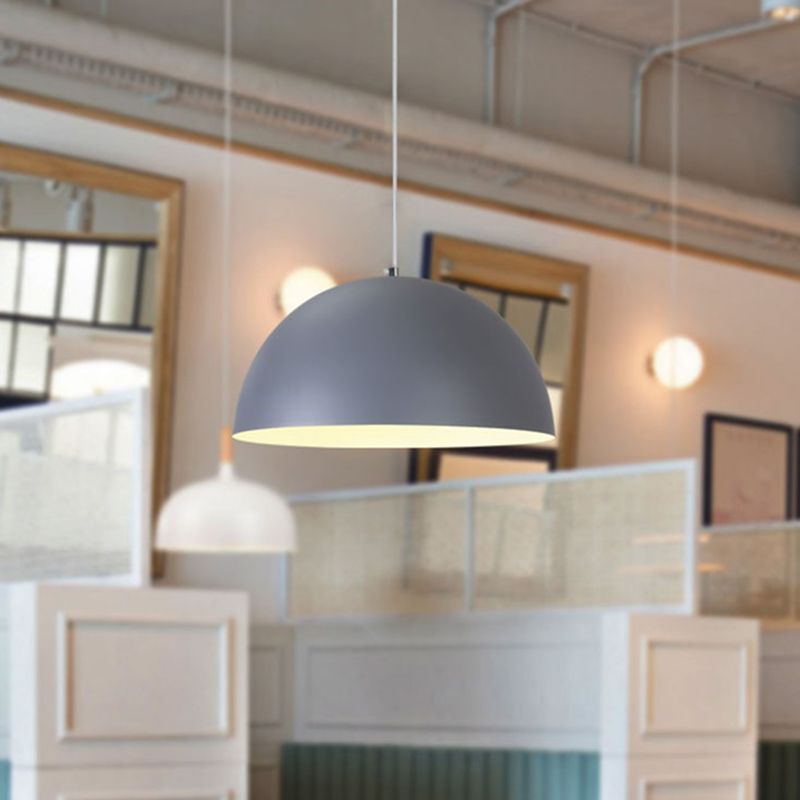 1 Light Semicircle Hanging Ceiling Lights Contemporary Aluminum Suspension Pendant Light for Restaurant