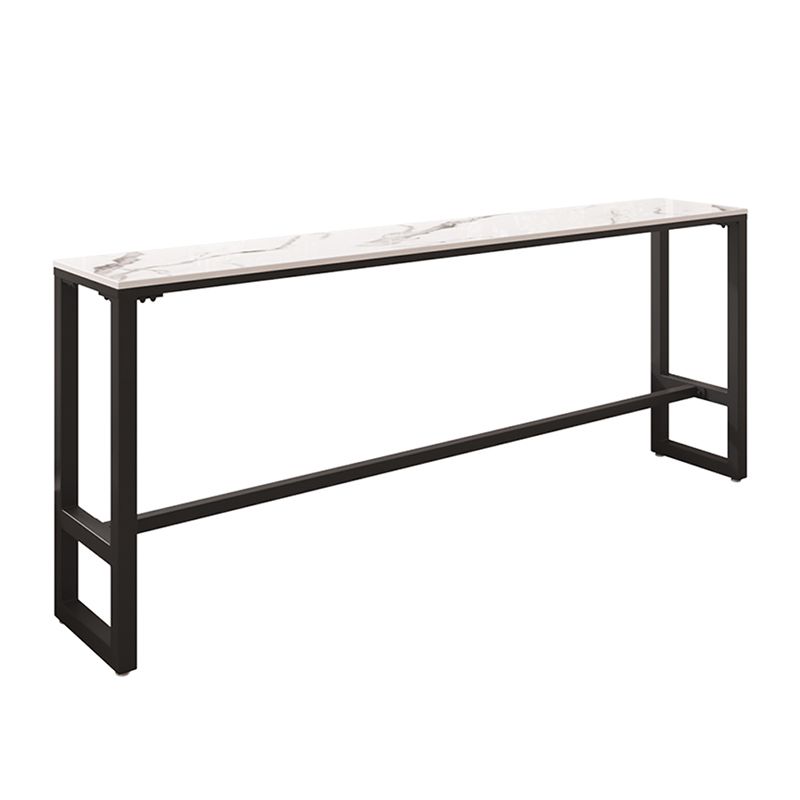 Industrial Rectangle Bar Wine Table White Stone Trestle Cocktail Bar Table for Shop