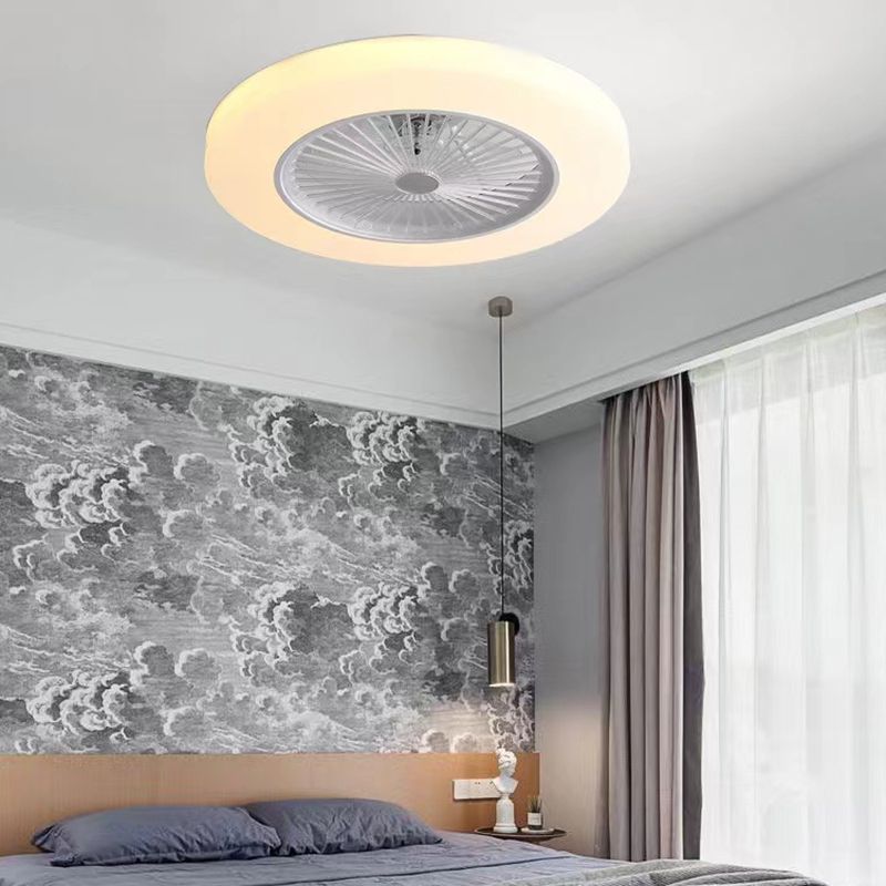 Modern Simple Ceiling Fan Lamp Circle Shape LED Ceiling Fan Light for Bedroom