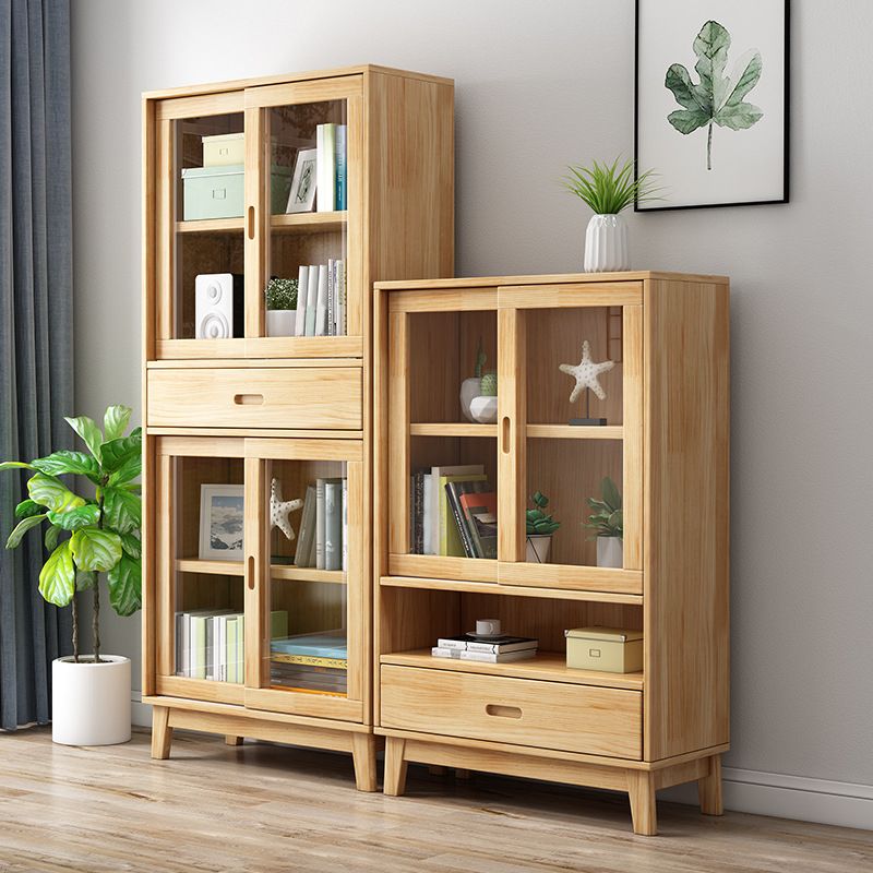 Modern Pine Dining Hutch Standard Natural Hutch Cabinet for Dining Room