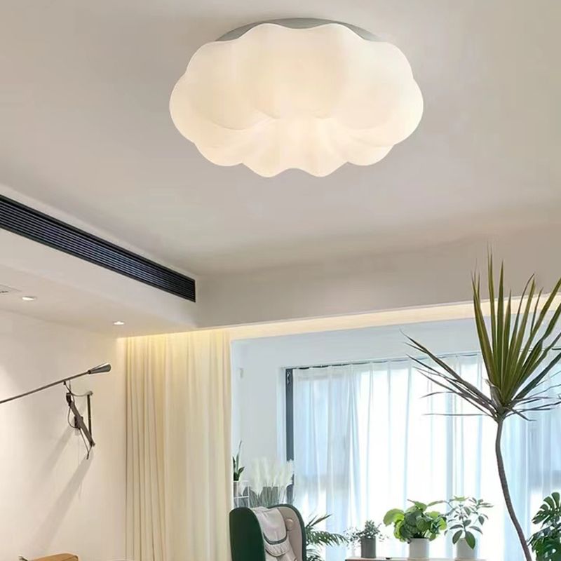 LED Modern Metal Flush Mount Cloud Shape Ceiling Light with Plastic Shade for Bedroom