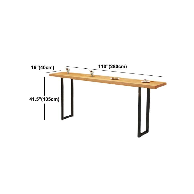 Solid Wood Bar Dining Table Rectangle Industrial Bar Table with Sled Base