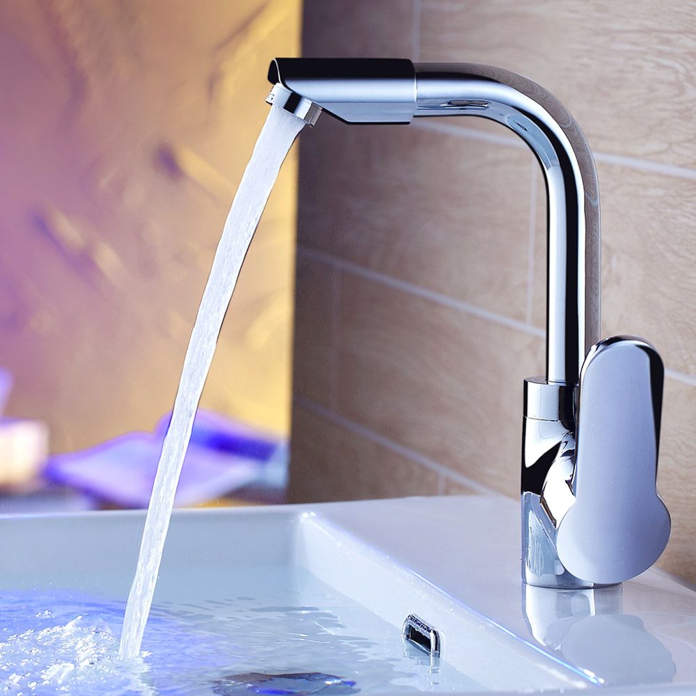 Modern Bathroom Faucet Brass Lever Handle Washroom Tub Faucet