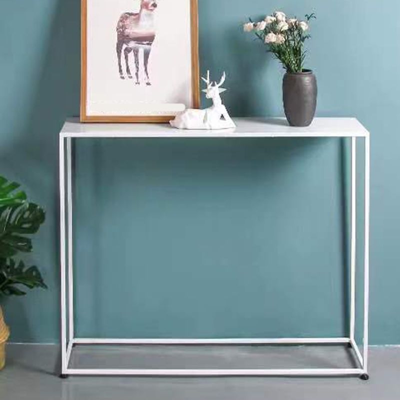 Contemporary Iron Accent Table with Frame Base and Rectangle Top