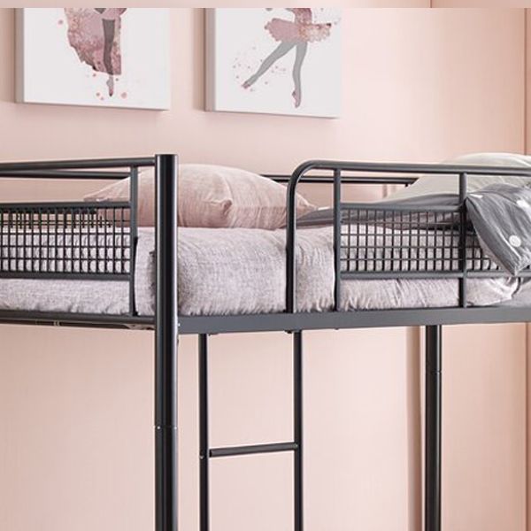 Metal Standard Bunk Bed 74.8" H High Bunk Bed Frame with Built-In Ladder