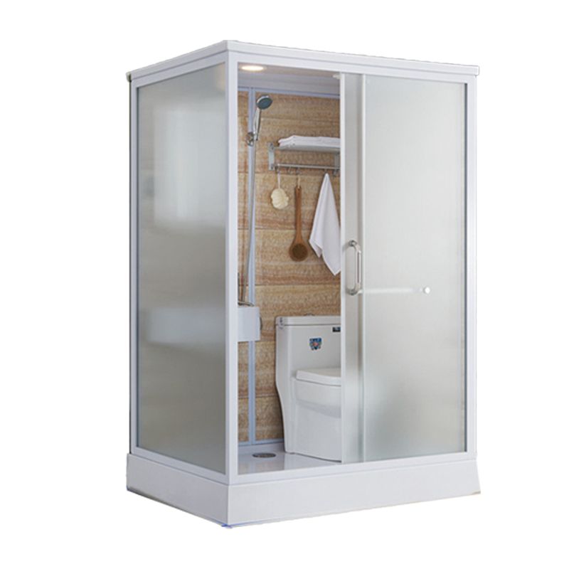 Contemporary Shower Stall Frosted Tempered Glass Rectangle Shower Stall with Ceiling