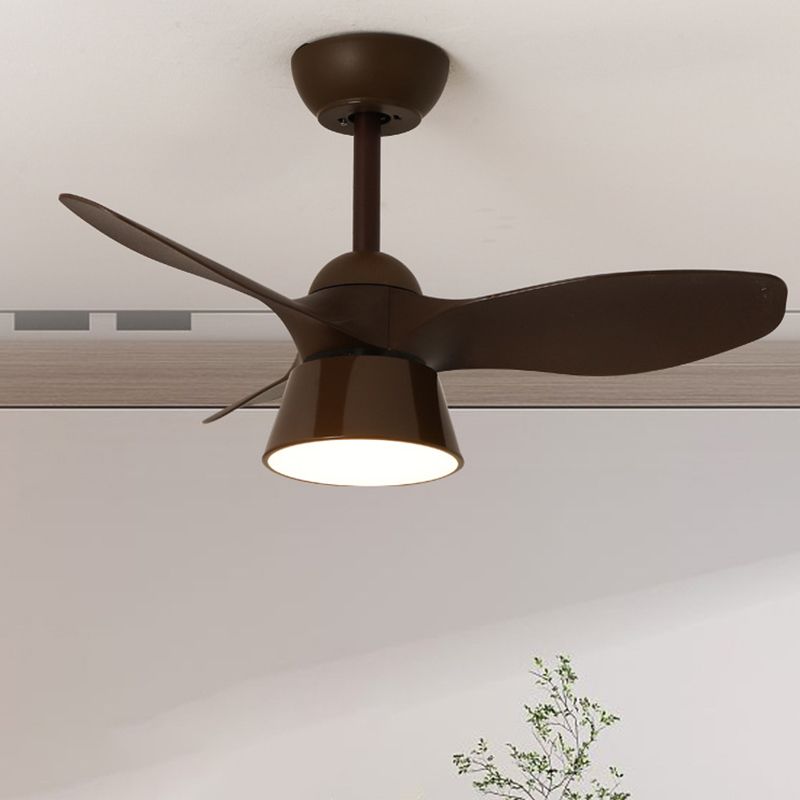 Minimalist LED Fan Light Fixture in Black / White Metal and Plastic Ceiling Fan