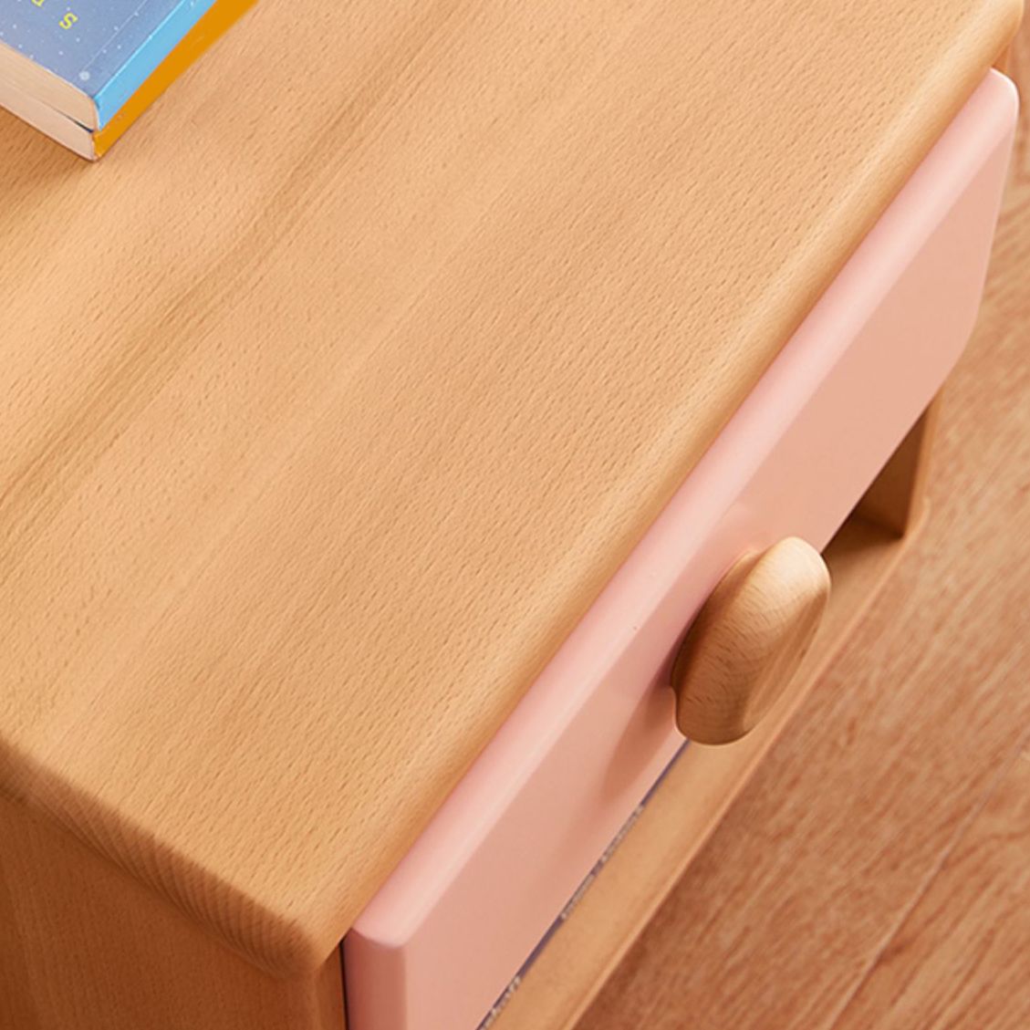 Modern Kids Bedside Table Solid Wood Kids Nightstand with Drawers