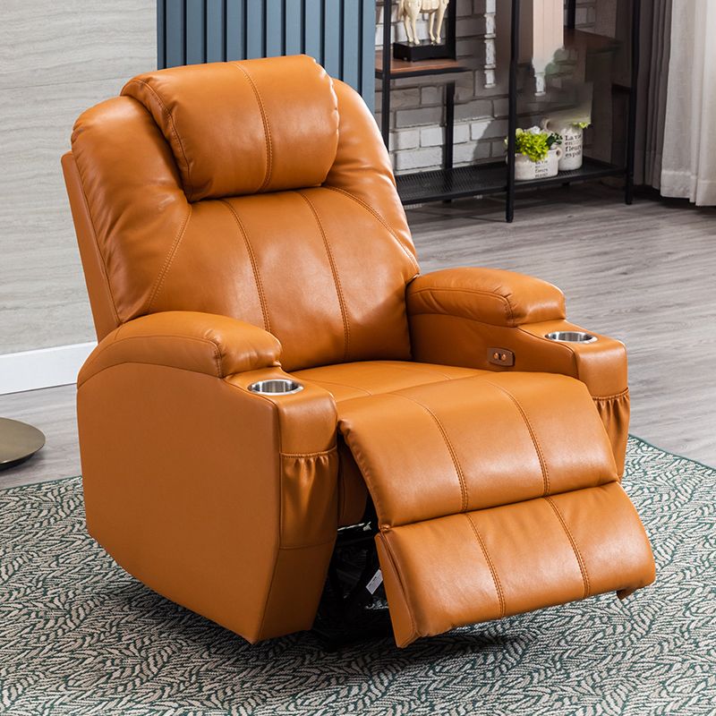 Mid-Century Modern Faux Leather Club Chair Recliner Massage Home Theater Recliner