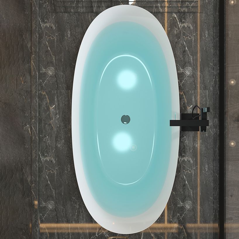 Modern Oval Bathtub Freestanding Acrylic Soaking Back to Wall Bath