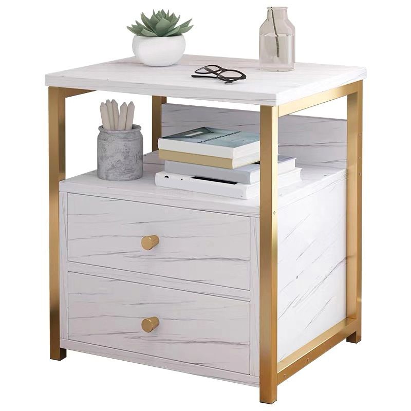 Glam Wood Accent Table Nightstand 19.68" Tall Bedside Cabinet