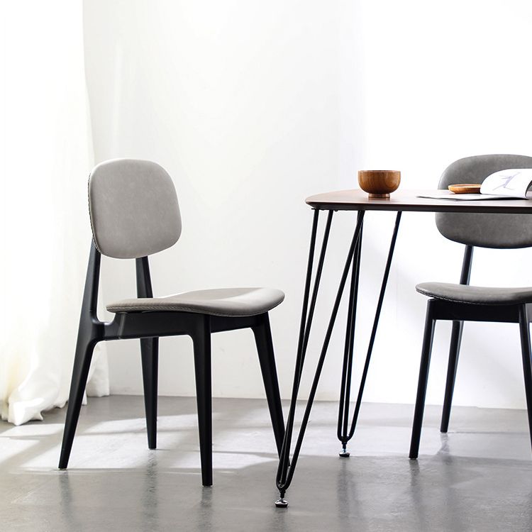 Modern Armless Dining Side Chair Indoor Open Back Chair with Metal Legs