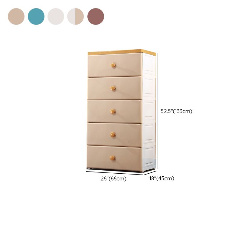 Scandinavian Kids Dressers Plastic Baby Dresser with 5 Drawers